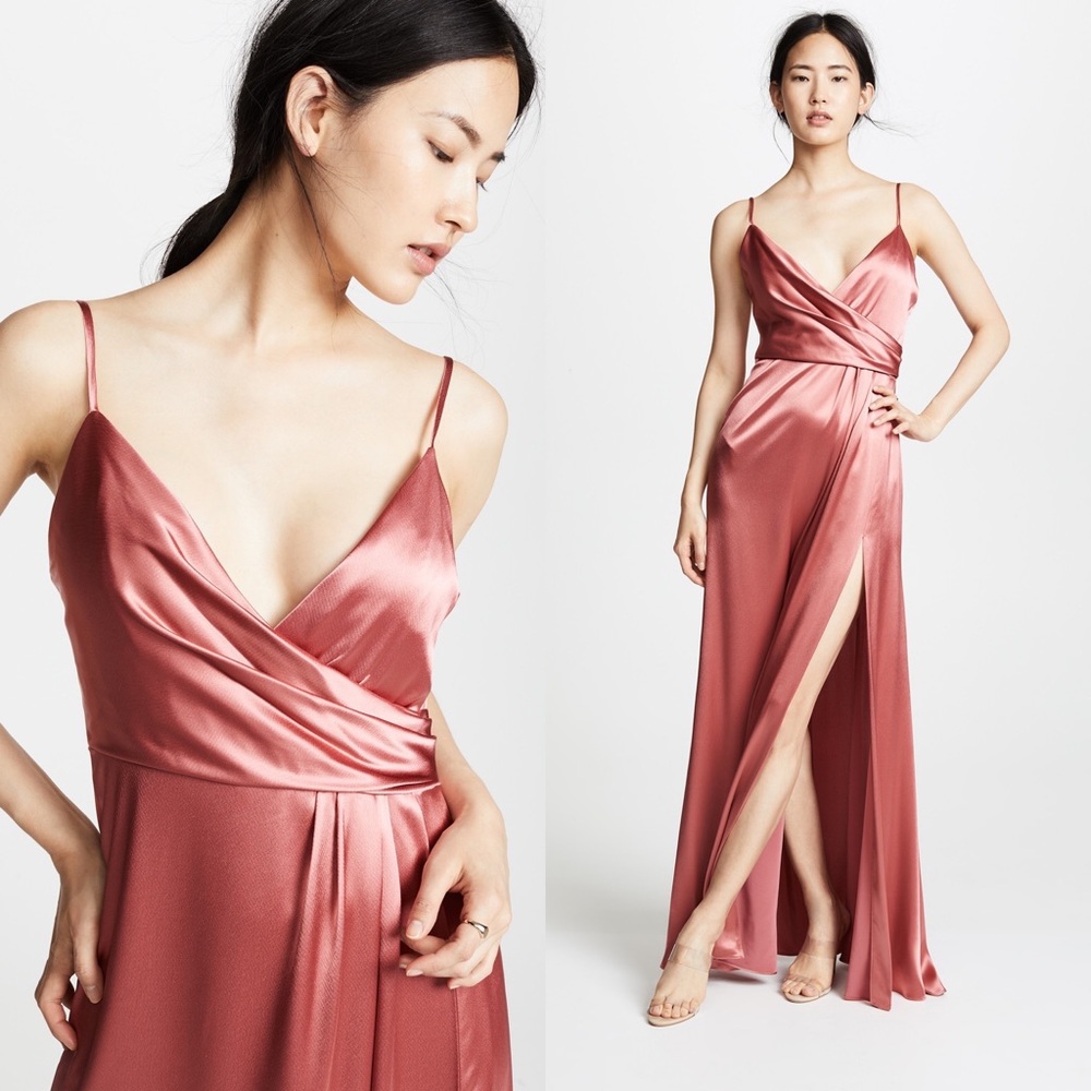 NWT Jill Jill Stuart Pink Wrap Silk Slip Gown 10